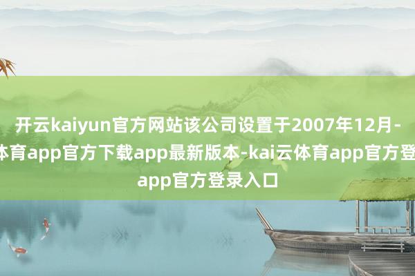 开云kaiyun官方网站该公司设置于2007年12月-kai云体育app官方下载app最新版本-kai云体育app官方登录入口